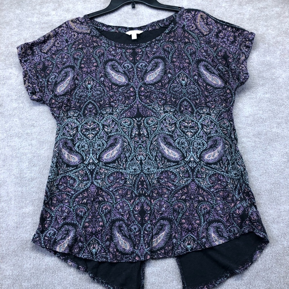 Lucky Brand Short Sleeve Paisley Print Size Large